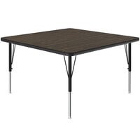 Correll Square Walnut 19" - 29" Adjustable Height Thermal-Fused Laminate Top Activity Table