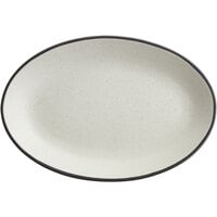Acopa Embers 9 1/2" x 6 1/2" Grey Matte Coupe Stoneware Platter - 12/Case