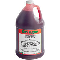 Oringer Fruited Strawberry Milkshake Base Syrup 1 Gallon - 4/Case