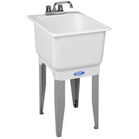 E.L. Mustee 12C UTILITUB 18 inch Polypropylene Laundry Tub Sink with Steel Legs and Faucet Kit