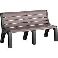 MasonWays 60" x 26" x 33" Brown Plastic Malibu-Style Bench with Black Legs