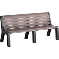 MasonWays 72" x 26" x 33" Brown Plastic Malibu-Style Bench with Black Legs