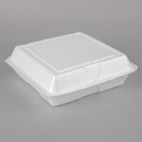 Dart 95HT1R 9 1/2 inch x 9 inch x 3 inch White Foam Hinged Lid Container - 100/Pack