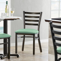 Lancaster Table & Seating Distressed Copper Ladder Back Chair with Seafoam Padded Seat - Detached Seat