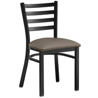 Lancaster Table & Seating Black Ladder Back Chair with Taupe Padded Seat - Detached Seat