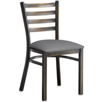 Lancaster Table & Seating Distressed Copper Ladder Back Chair with Dark Gray Padded Seat - Detached Seat