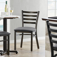 Lancaster Table & Seating Distressed Copper Ladder Back Chair with Dark Gray Padded Seat - Detached Seat