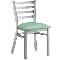 Lancaster Table & Seating Clear Coat Ladder Back Chair with Seafoam Padded Seat - Detached Seat