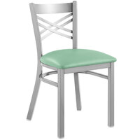 Lancaster Table & Seating Clear Coat Cross Back Chair with Seafoam Padded Seat