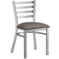 Lancaster Table & Seating Clear Coat Ladder Back Chair with Taupe Padded Seat - Detached Seat