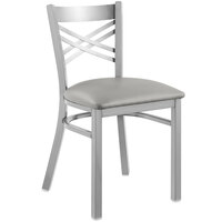 Lancaster Table & Seating Clear Coat Cross Back Chair with Light Gray Padded Seat