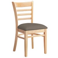 Lancaster Table & Seating Natural Finish Wooden Ladder Back Chair with Taupe Padded Seat