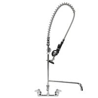 Equip by T&S 5PR-8W18 Wall Mounted 42 1/2 inch High Pre-Rinse Faucet with 8 inch Adjustable Centers, 44 inch Hose, 18 inch Add-On Faucet, and 6 inch Wall Bracket