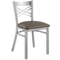 Lancaster Table & Seating Clear Coat Cross Back Chair with Taupe Padded Seat - Detached Seat