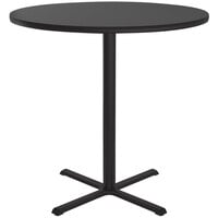 Correll 36 inch Round Black Granite Finish Bar Height Thermal-Fused Laminate Top Cafe / Breakroom Table