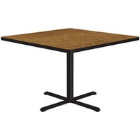 Correll 42 inch Square Medium Oak Finish Standard Height Thermal-Fused Laminate Top Cafe / Breakroom Table