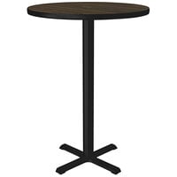 Correll 30" Round Walnut Finish Bar Height Thermal-Fused Laminate Top Cafe / Breakroom Table