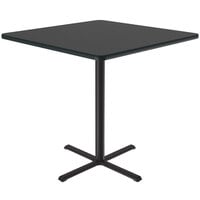Correll 42" Square Black Granite Finish Bar Height Thermal-Fused Laminate Top Cafe / Breakroom Table