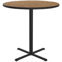 Correll 42" Round Medium Oak Finish Bar Height Thermal-Fused Laminate Top Cafe / Breakroom Table