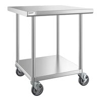 Regency 30" x 30" 16-Gauge 304 Stainless Steel Commercial Work Table with Undershelf and Casters