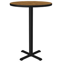 Correll 30" Round Medium Oak Finish Bar Height Thermal-Fused Laminate Top Cafe / Breakroom Table