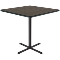 Correll 42" Square Walnut Finish Bar Height Thermal-Fused Laminate Top Cafe / Breakroom Table