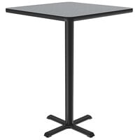 Correll 30 inch Square Gray Granite Finish Bar Height Thermal-Fused Laminate Top Cafe / Breakroom Table