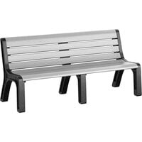 MasonWays 72" x 26" x 33" Gray Plastic Malibu-Style Bench with Black Legs
