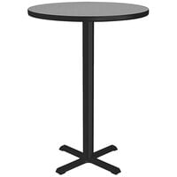 Correll 30" Round Gray Granite Finish Bar Height Thermal-Fused Laminate Top Cafe / Breakroom Table