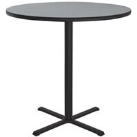 Correll 48" Round Gray Granite Finish Bar Height Thermal-Fused Laminate Top Cafe / Breakroom Table