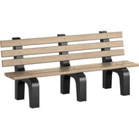 MasonWays 72" x 25" x 31" Cedar Plastic Dura-Bench with Black Legs