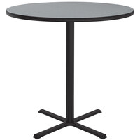 Correll 36 inch Round Gray Granite Finish Bar Height Thermal-Fused Laminate Top Cafe / Breakroom Table