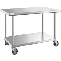 Regency 30 inch x 48 inch 16-Gauge 304 Stainless Steel Commercial Work Table with Undershelf and Casters
