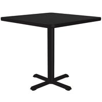 Correll 24 inch Square Black Granite Finish Standard Height Thermal-Fused Laminate Top Cafe / Breakroom Table