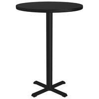Correll 30" Round Black Granite Finish Bar Height Thermal-Fused Laminate Top Cafe / Breakroom Table