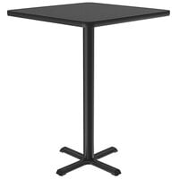 Correll 30 inch Square Black Granite Finish Bar Height Thermal-Fused Laminate Top Cafe / Breakroom Table