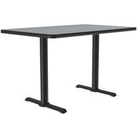 Correll 30 inch x 60 inch Rectangular Gray Granite Finish Standard Height Thermal-Fused Laminate Top Cafe / Breakroom Table with Two T Bases