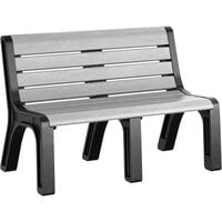 MasonWays 48" x 26" x 33" Gray Plastic Malibu-Style Bench with Black Legs