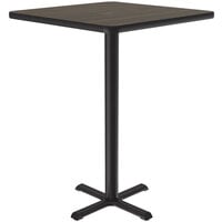 Correll 30" Square Walnut Finish Bar Height Thermal-Fused Laminate Top Cafe / Breakroom Table