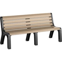 MasonWays 72" x 26" x 33" Cedar Plastic Malibu-Style Bench with Black Legs