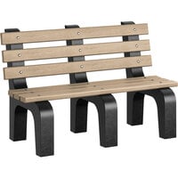 MasonWays 48" x 25" x 31" Cedar Plastic Dura-Bench with Black Legs
