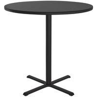 Correll 48" Round Black Granite Finish Bar Height Thermal-Fused Laminate Top Cafe / Breakroom Table