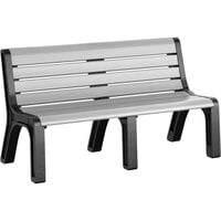 MasonWays 60" x 26" x 33" Gray Plastic Malibu-Style Bench with Black Legs