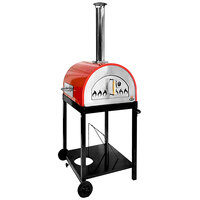 WPPO WKE-04-RED Red 27 inch Traditional Wood Fire Outdoor Pizza Oven with Mobile Stand