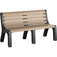 MasonWays 60" x 26" x 33" Cedar Plastic Malibu-Style Bench with Black Legs