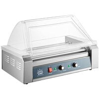 Carnival King HDRG18 18 Hot Dog Roller Grill with 7 Rollers and Acrylic Sneeze Guard - 120V, 910W
