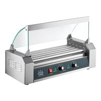Carnival King HDRG12 12 Hot Dog Roller Grill with 5 Rollers and Glass Sneeze Guard - 120V, 650W