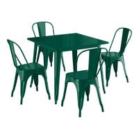 Lancaster Table & Seating Alloy Series 35 1/2 inch x 35 1/2 inch Emerald Standard Height Outdoor Table with 4 Cafe Chairs