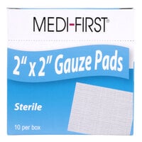 Medi-First 60612 Sterile 2 inch x 2 inch Gauze Pads - 10/Box
