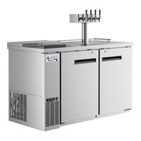 Avantco UDD-2-CT-S-4 Stainless Steel Kegerator / Beer Dispenser with Quadruple Tap Tower and Club Top - (2) 1/2 Keg Capacity